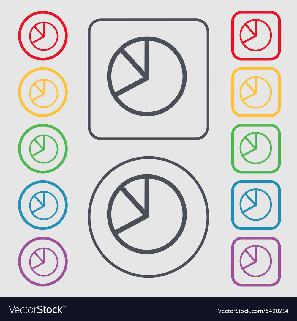 Pie chart graph icon sign symbol on the round Vector Image