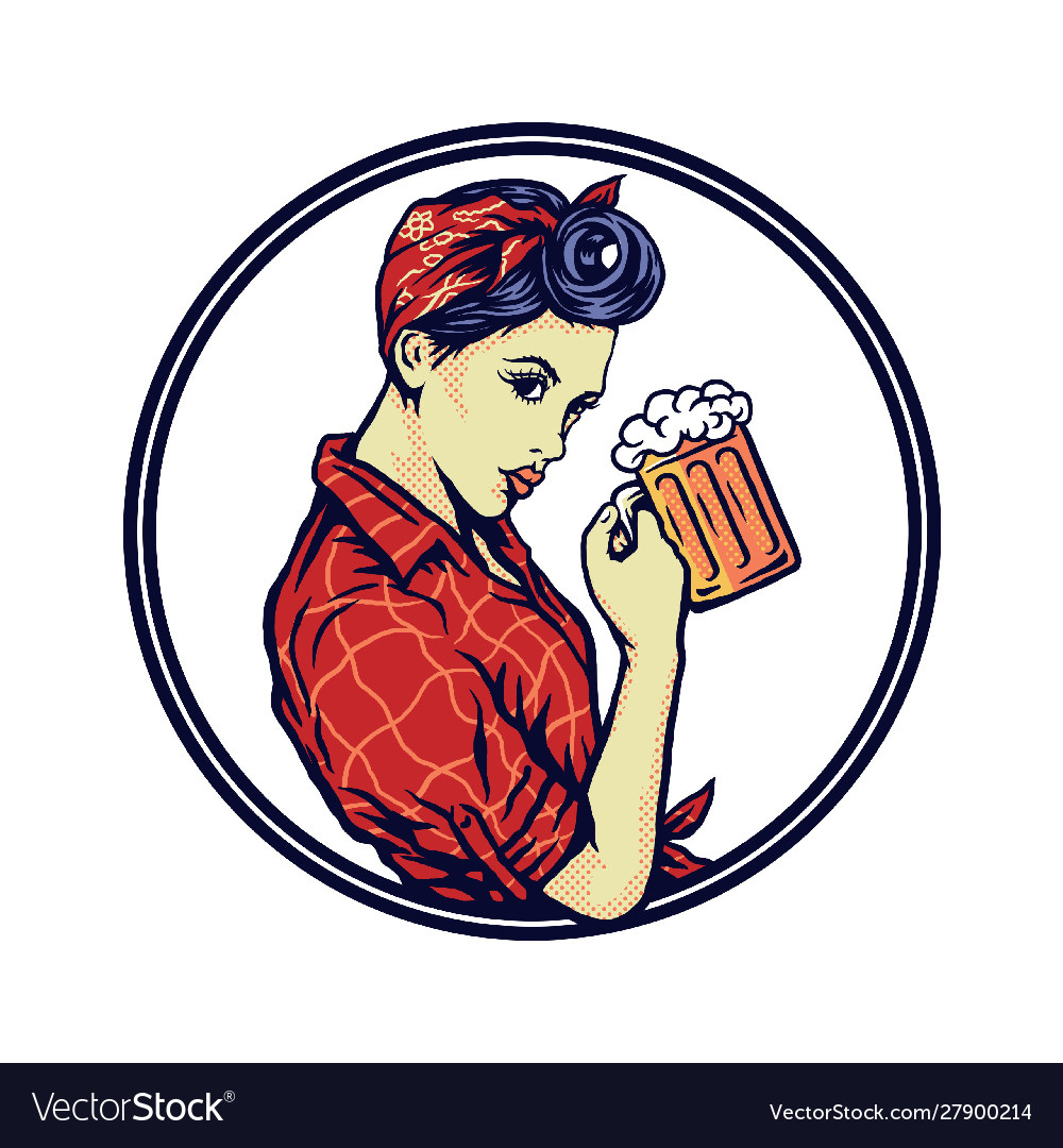 Retro girl holding a beer Royalty Free Vector Image