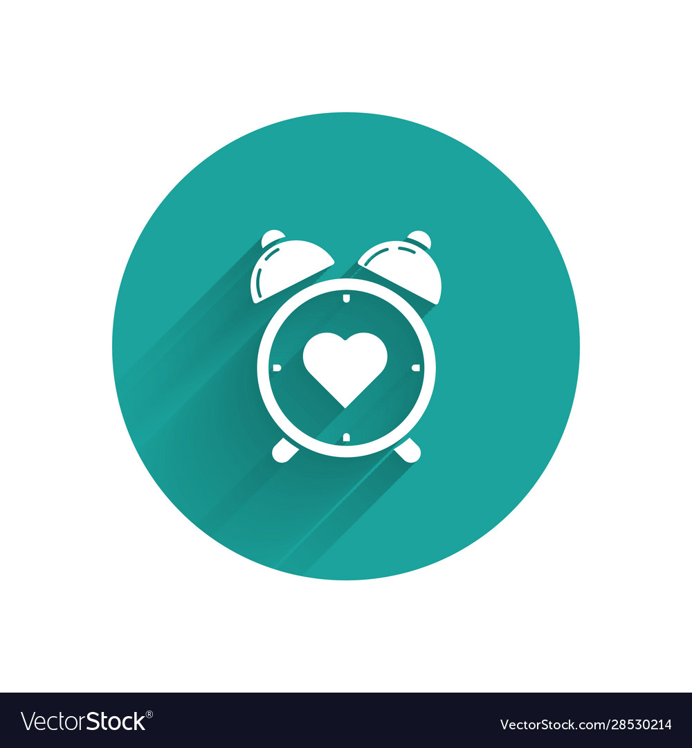 White heart in center alarm clock icon Royalty Free Vector