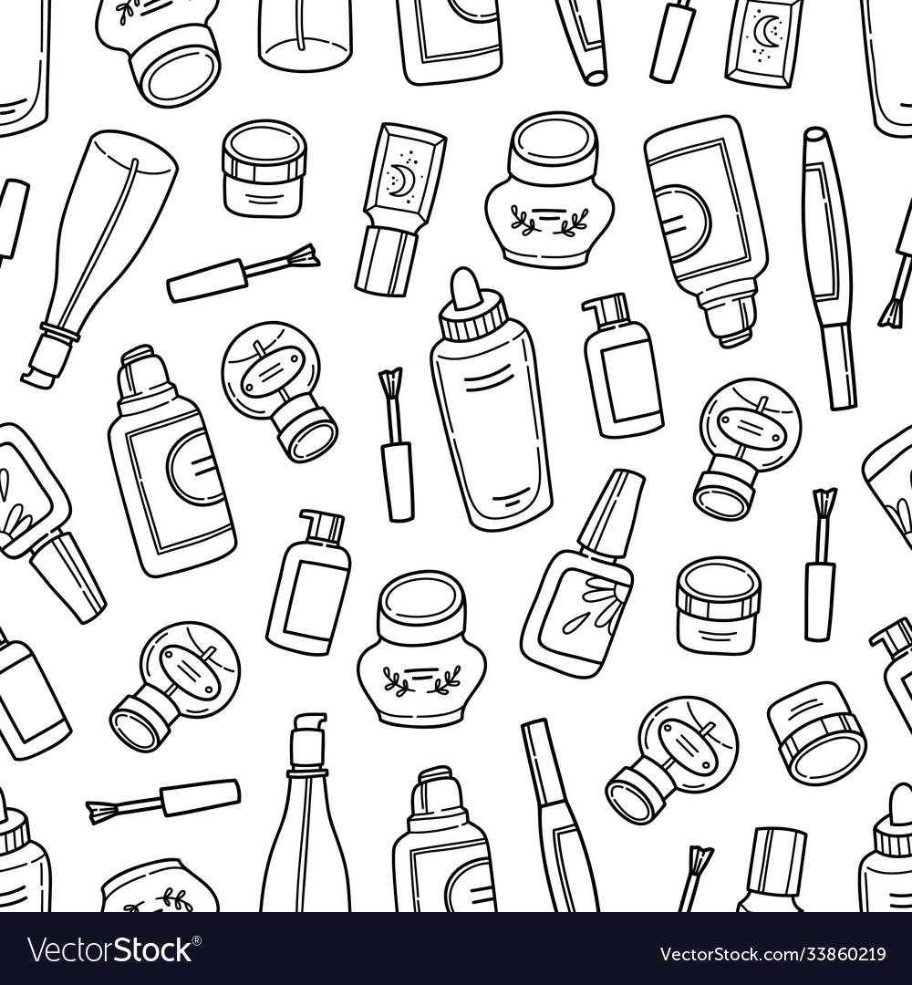 Black Contour Hygiene And Cosmetic Products Vector Image