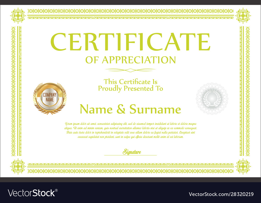 Certificate retro design template 14 Royalty Free Vector