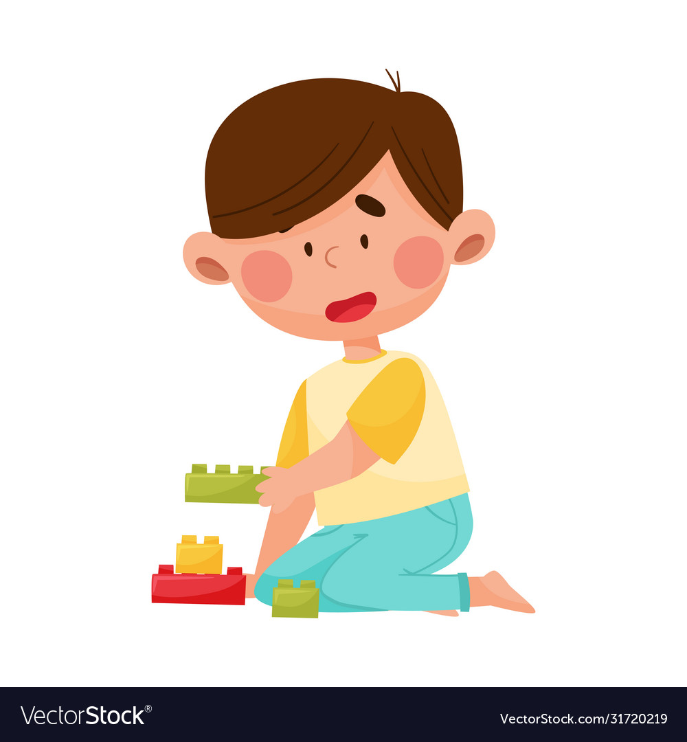 Cheerful boy character sitting on floor Royalty Free Vector