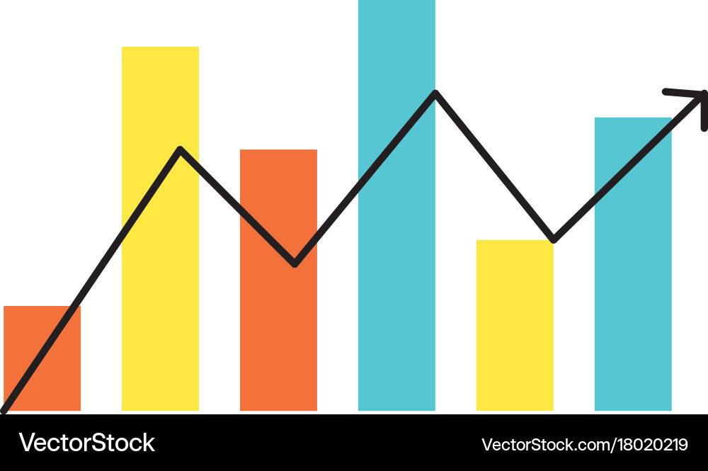 Statistics bar diagram with arrow growing Vector Image