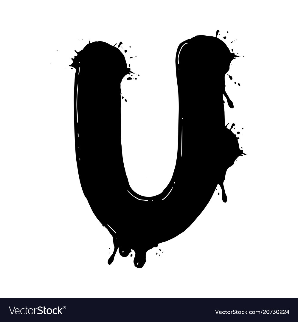 Blot letter u black and white Royalty Free Vector Image