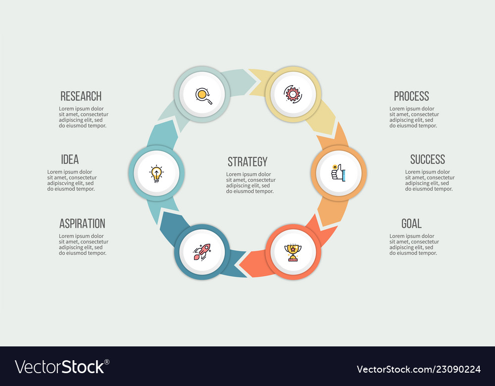 Business infographics circle with 6 parts Vector Image