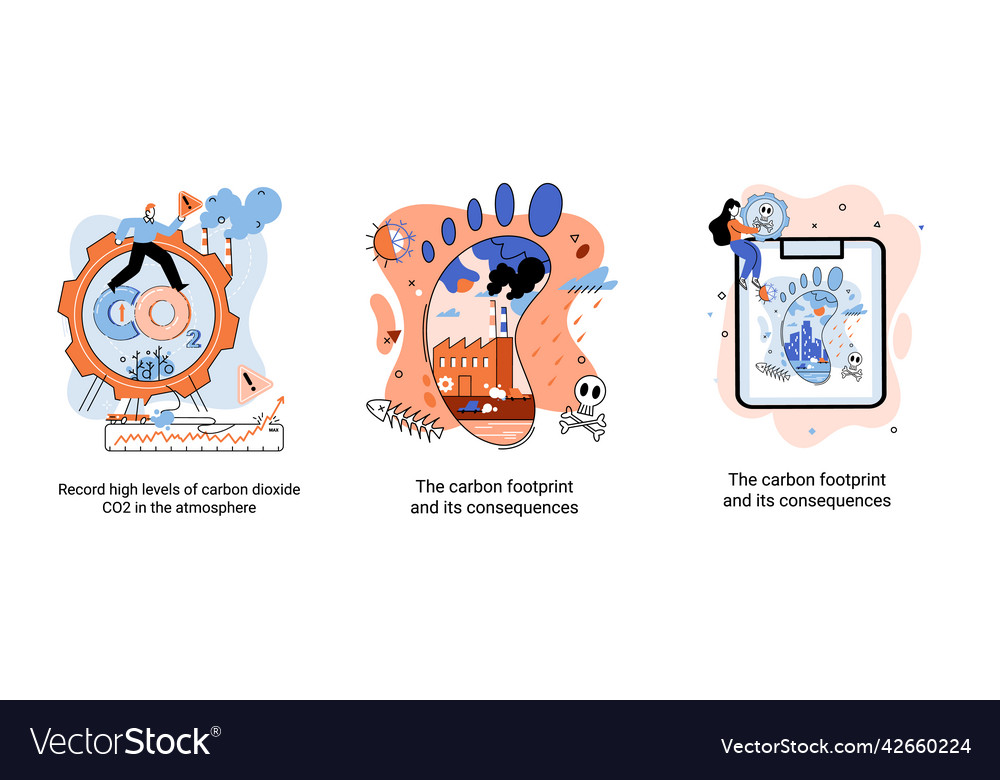 Carbon Footprint And Its Consequences Causes Vector Image