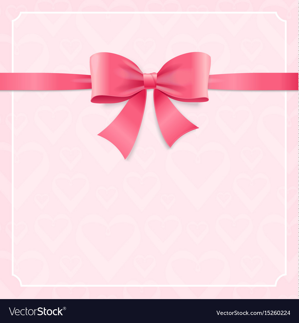 Card witch silk pink ribbon and bow Royalty Free Vector