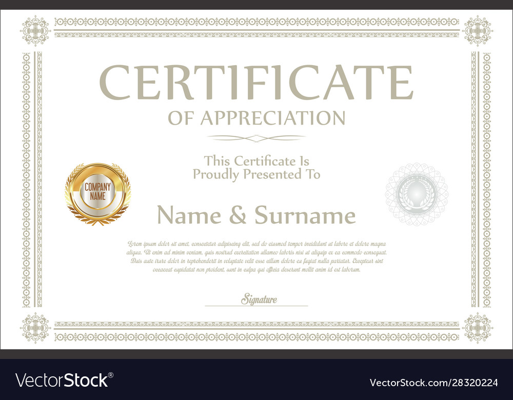 Certificate retro design template 13 Royalty Free Vector