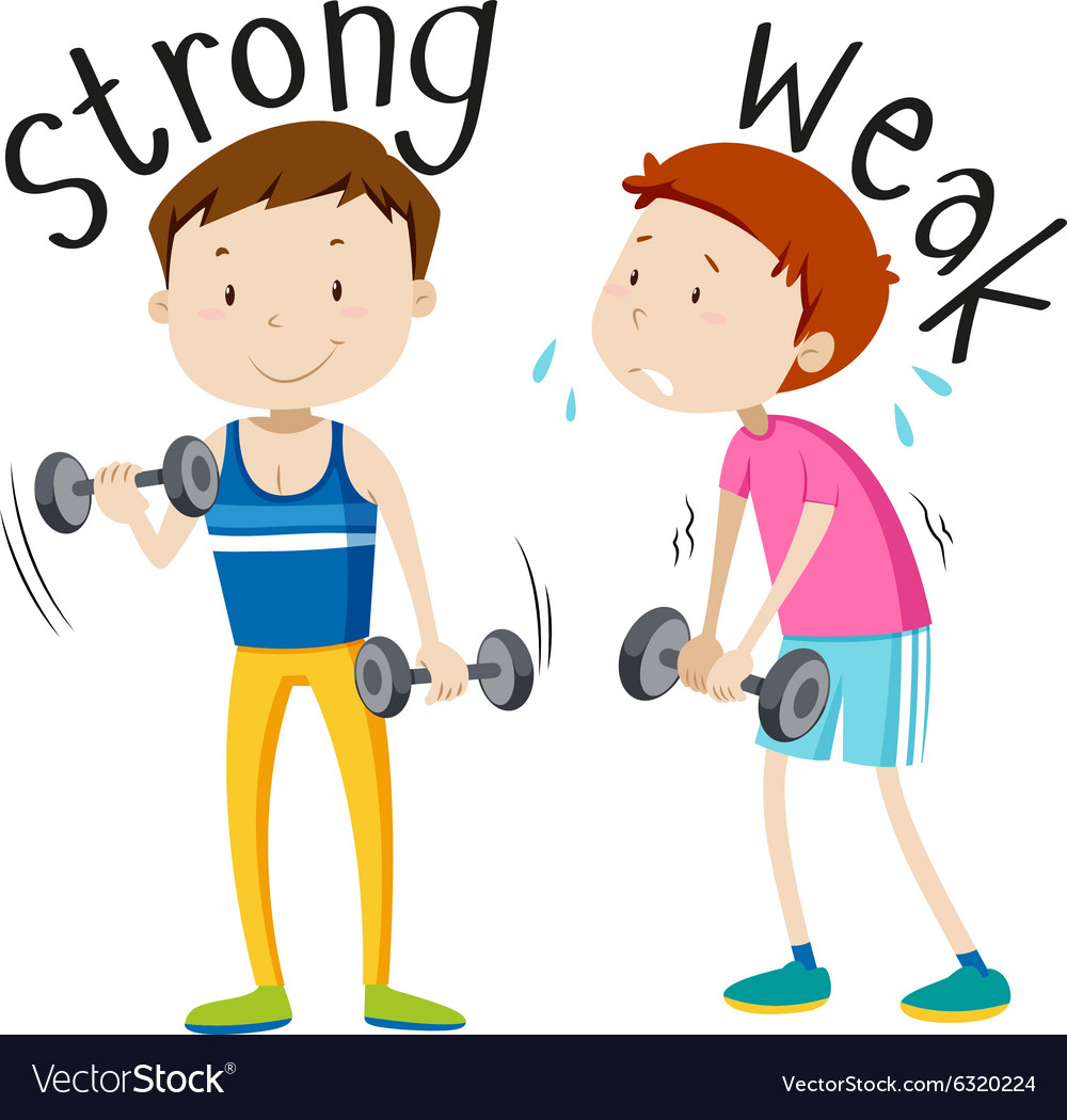 Opposite Adjective With Strong And Weak Royalty Free Vector