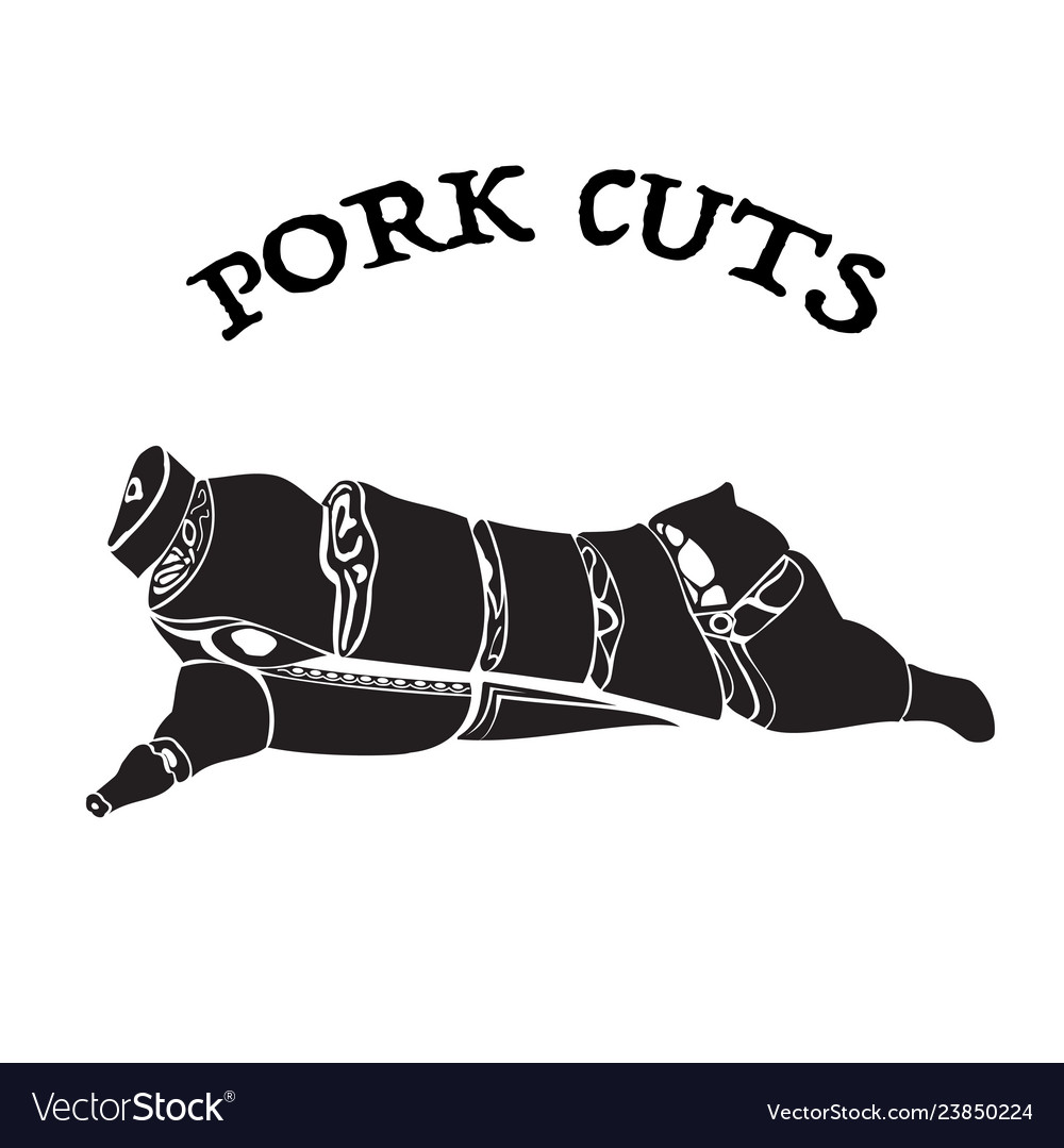 Pork cuts icon on white background for graphic