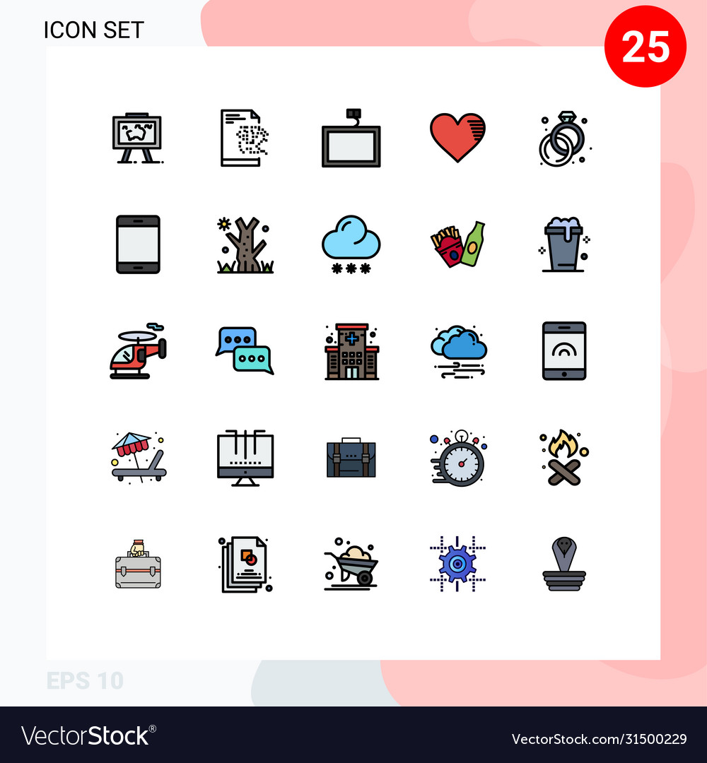 25 user interface filled line flat color pack of Vector Image