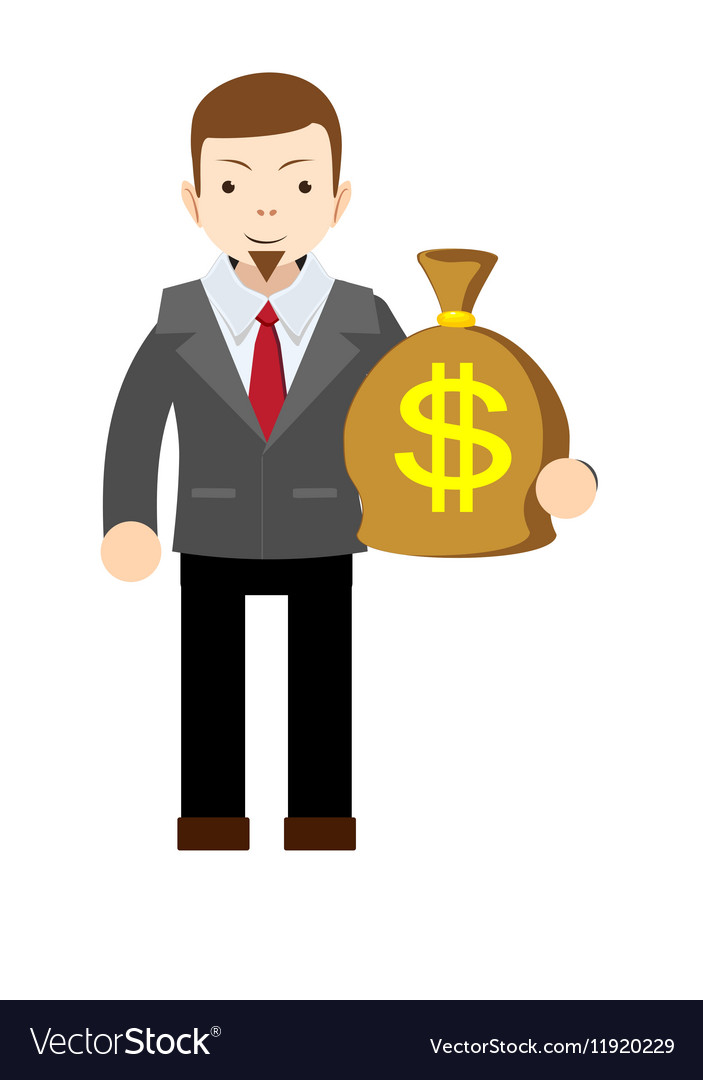 Businessman holding money bag Royalty Free Vector Image