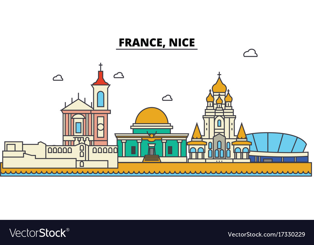 France nice city skyline architecture buildings Vector Image