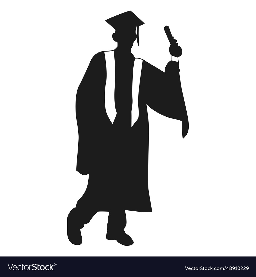 Male graduate silhouette Royalty Free Vector Image