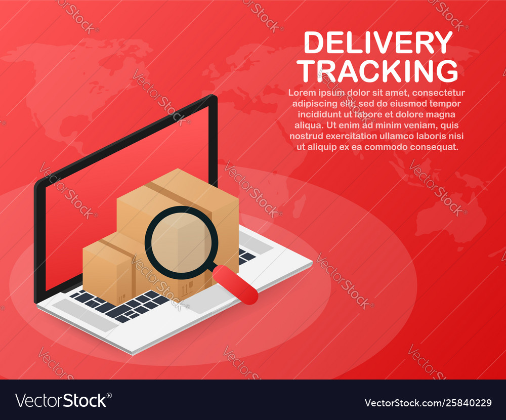 Parcel tracking website on laptop screen online Vector Image