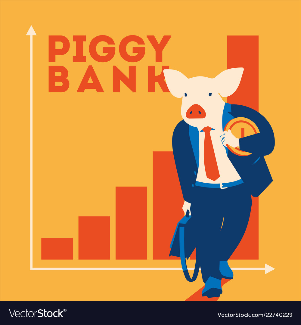 Pig businessman with coin metaphor piggy bank Vector Image