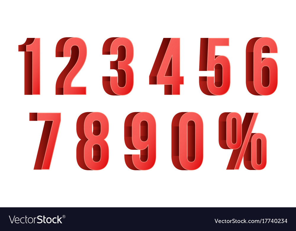 Download 3d red discount numbers percent numbers Royalty Free Vector