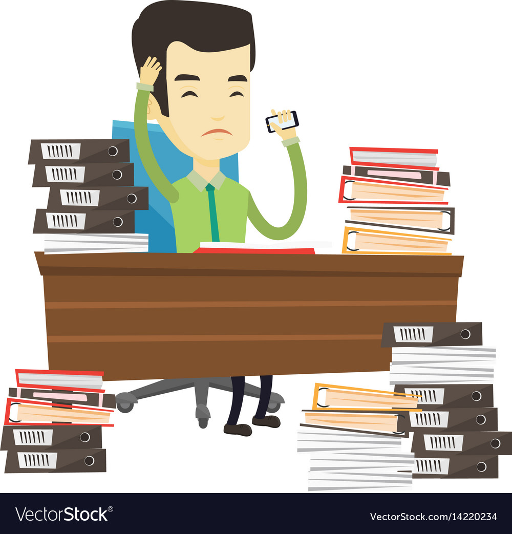 Despair business man working in office Royalty Free Vector