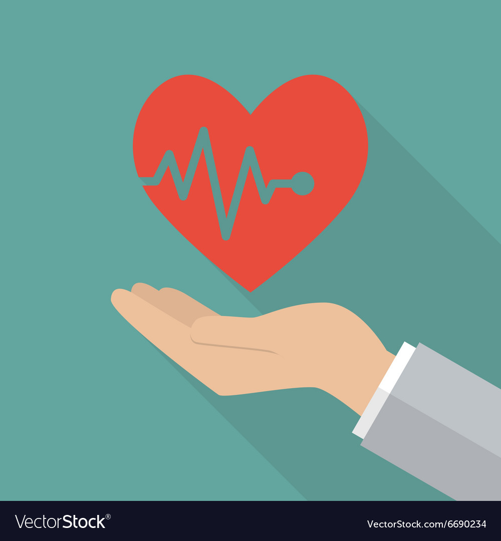 Hand holding heartbeat Royalty Free Vector Image