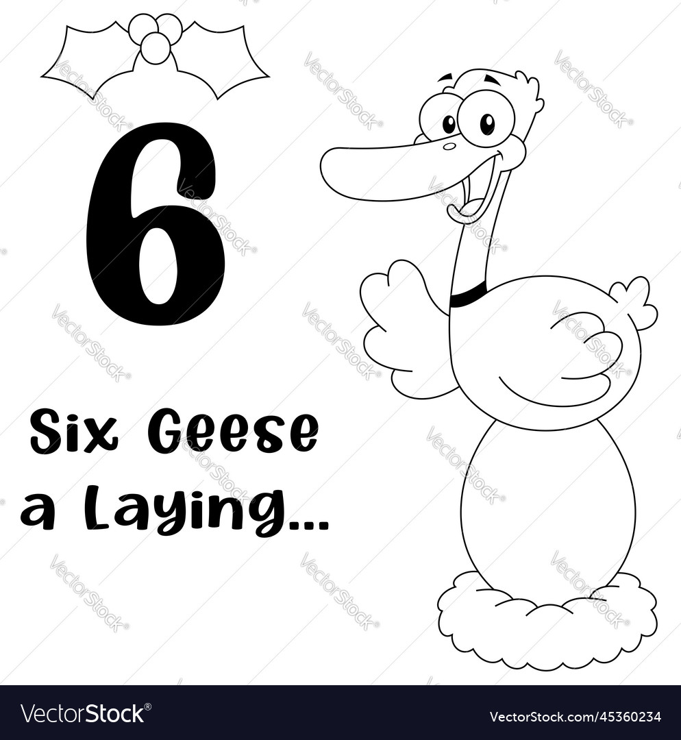 Outlined the 12 days of christmas - 6th day Vector Image