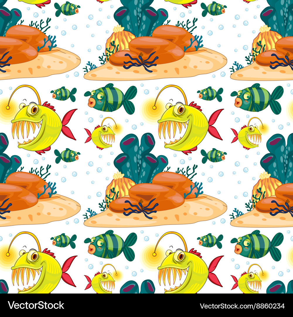Seamless background with fish underwater Vector Image