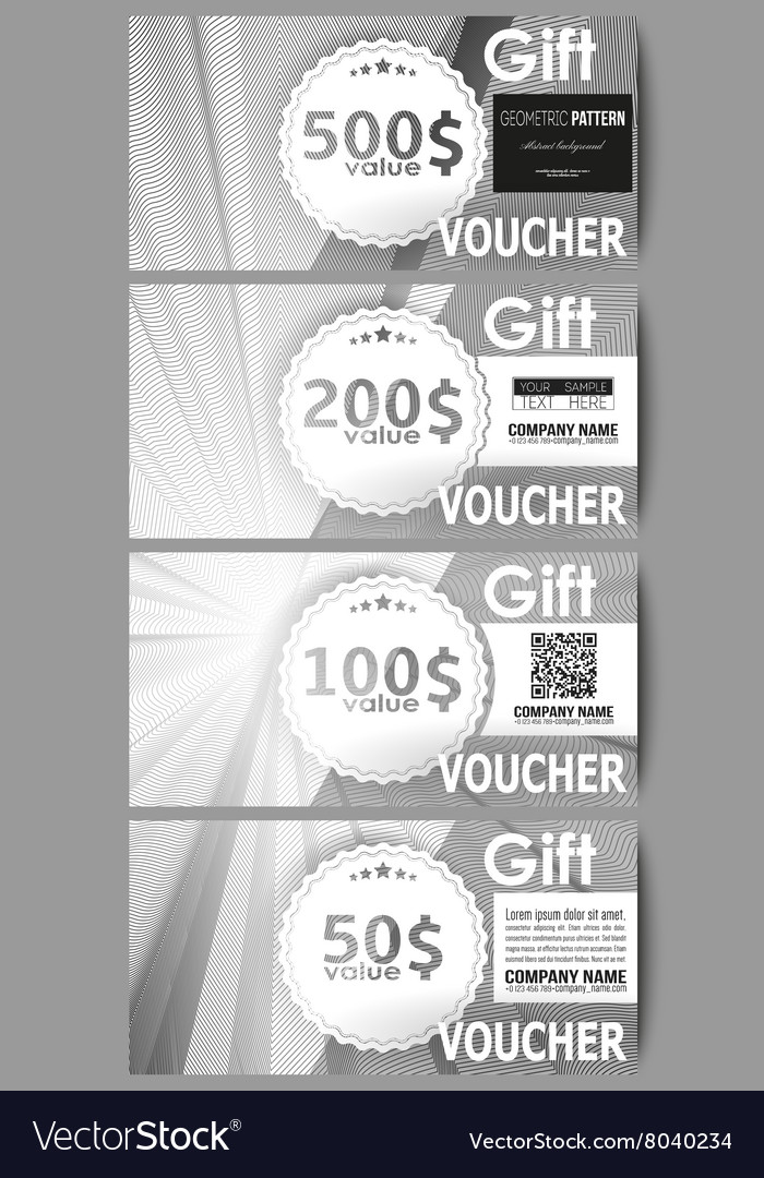 Set Of Modern Gift Voucher Templates Abstract Vector Image