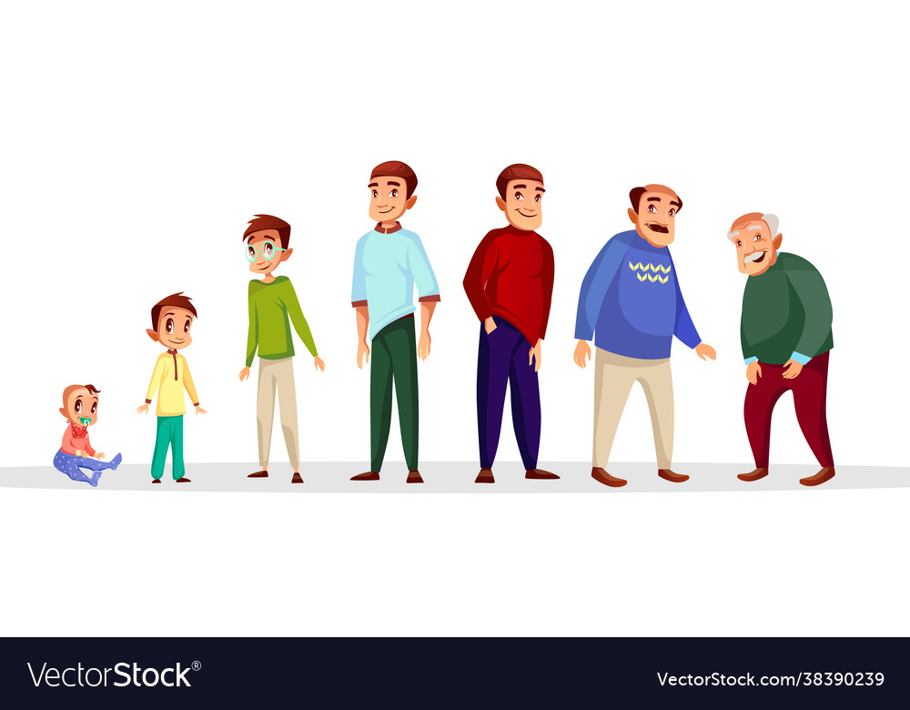 Cartoon Growth And Aging Process Concept Vector Image Cartoon Growth And Aging Process Concept Vector Image