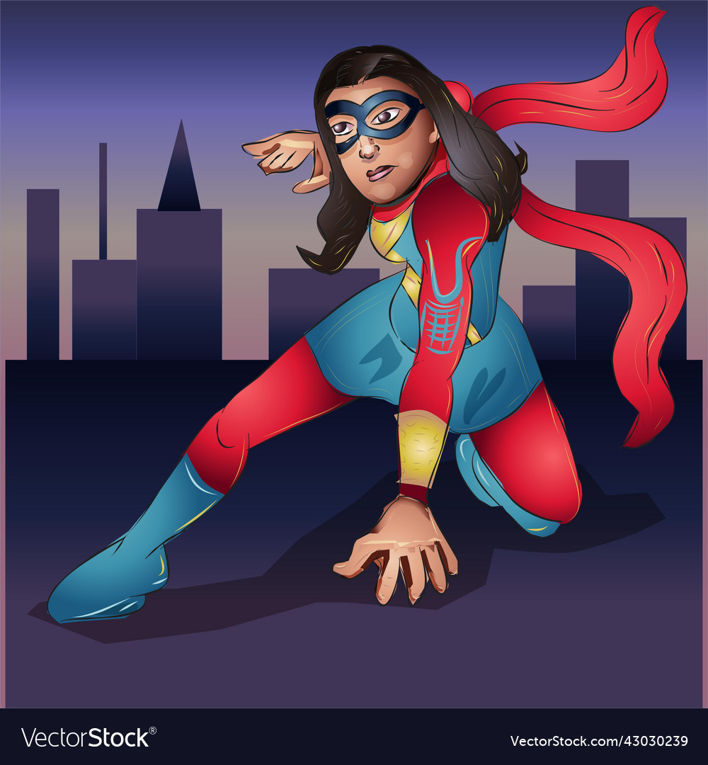 Girl superhero cartoon character Royalty Free Vector Image