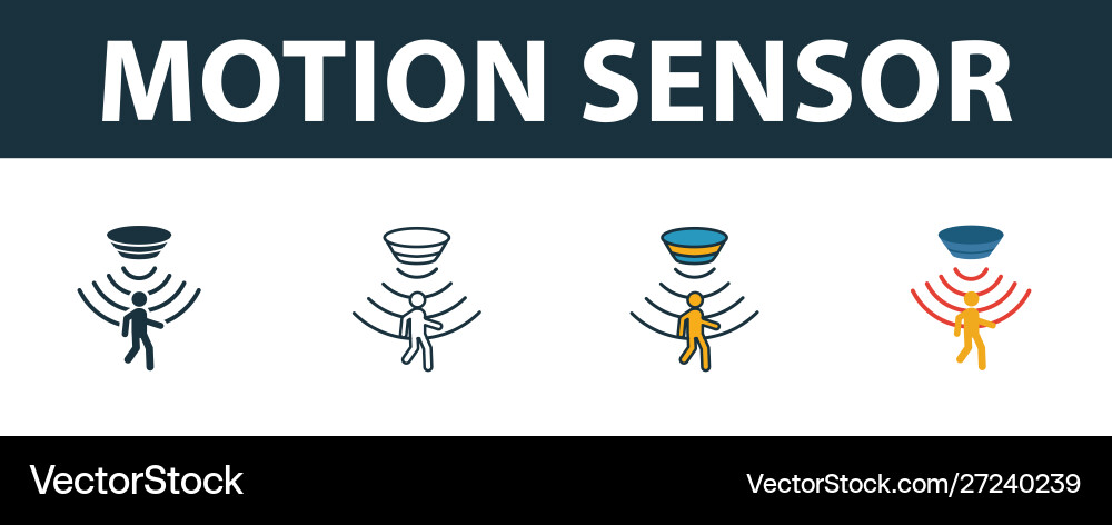 Motion sensor icon set premium symbol Royalty Free Vector