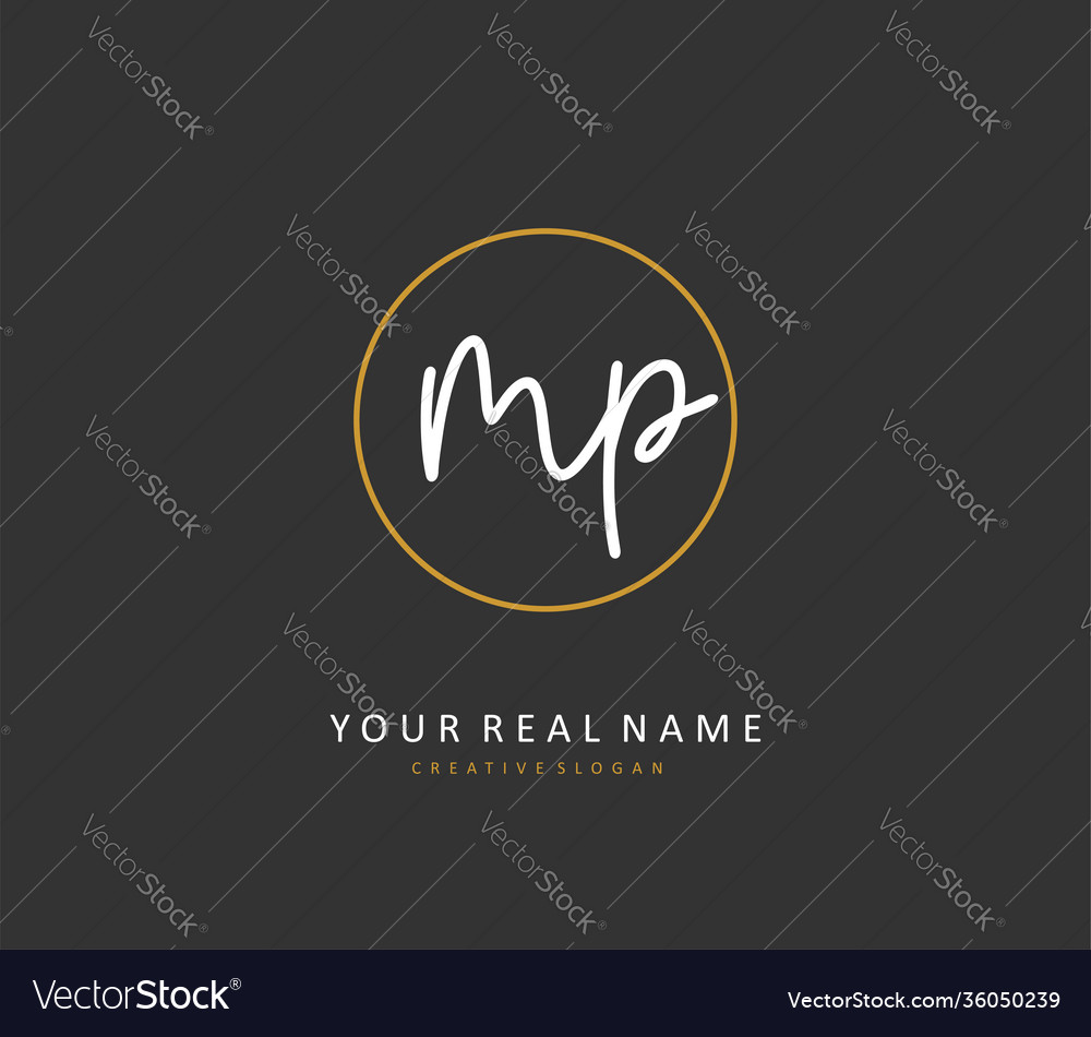 Mp initial letter handwriting and signature logo Vector Image