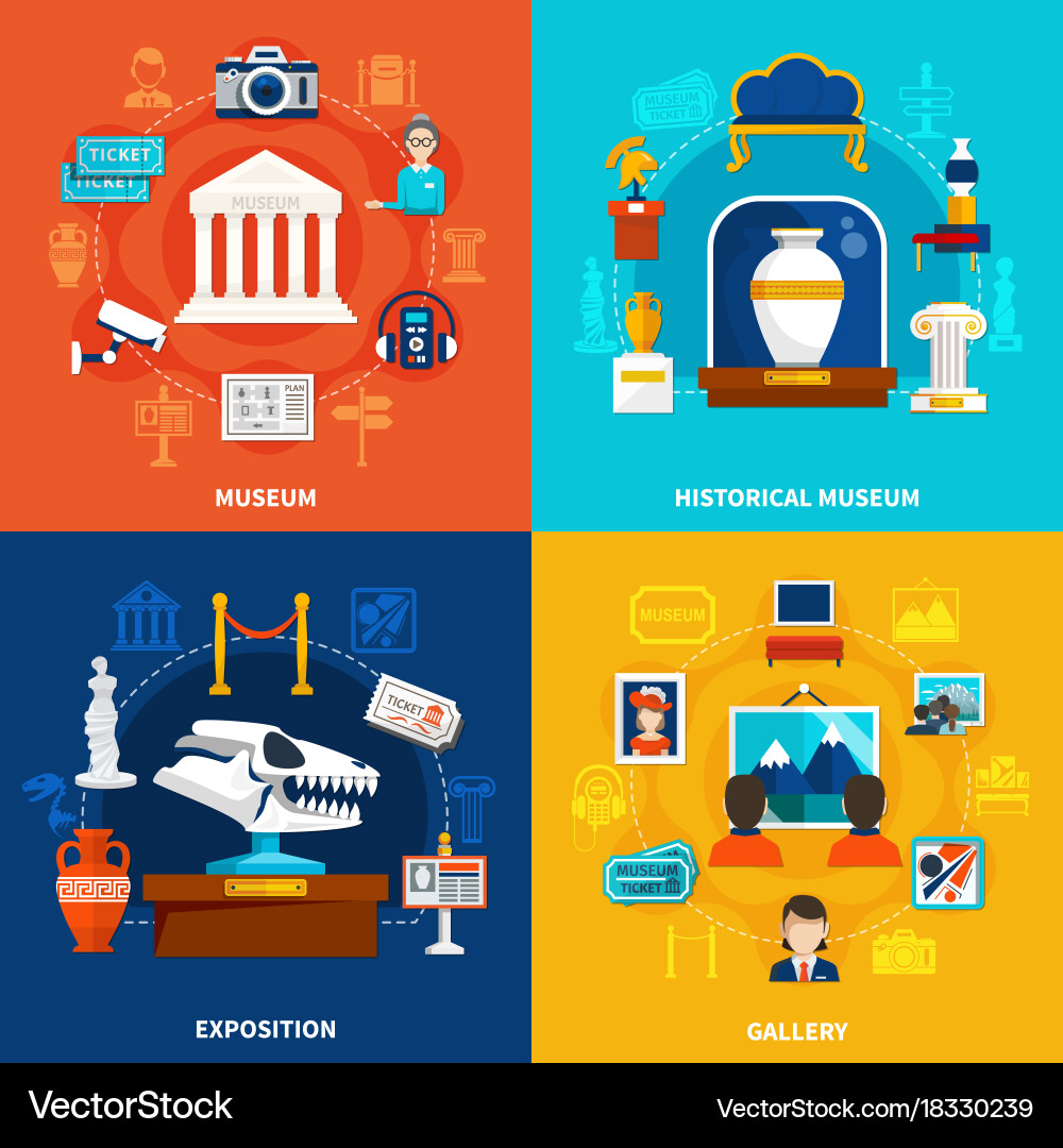 Museum 2x2 design concept Royalty Free Vector Image