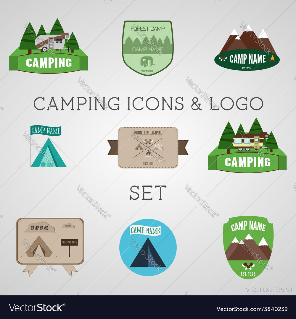 Set of outdoor adventure badges and campsite logo Vector Image