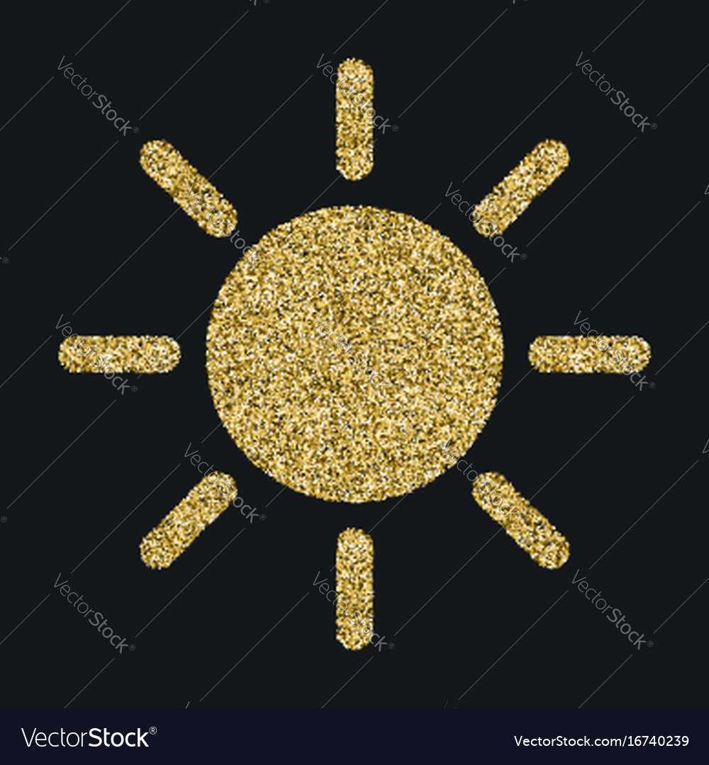 Sun icon with glitter effect isolated on black Vector Image