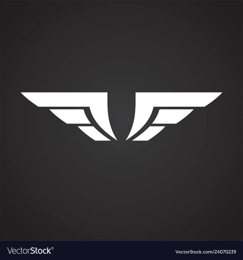 Wing icon on black background for graphic and web