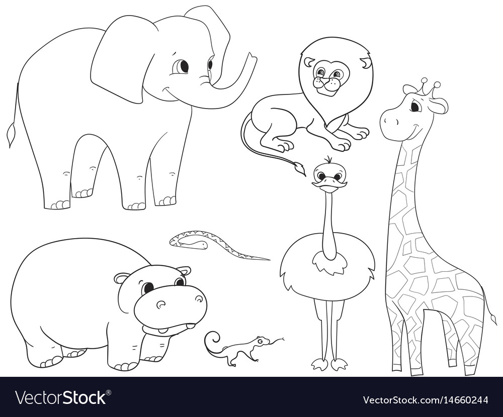 Animals of africa object coloring for Royalty Free Vector