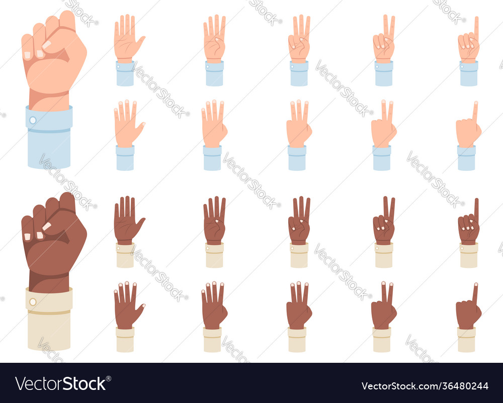 Finger counting a set hands with counts