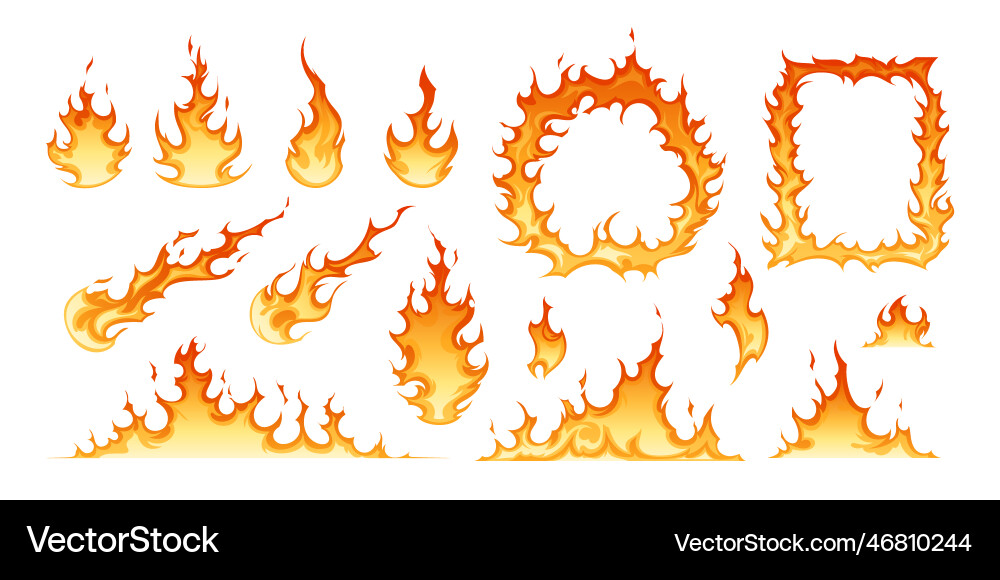 Flames flat set Royalty Free Vector Image - VectorStock