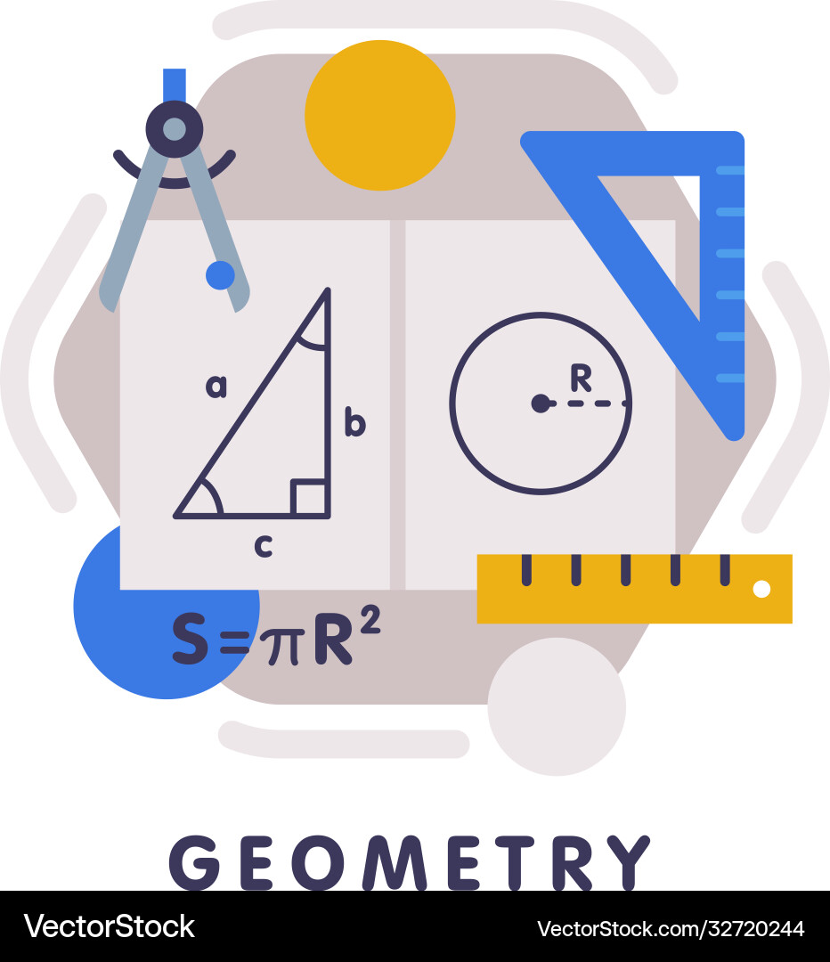 Geometry school subject icon education and Vector Image