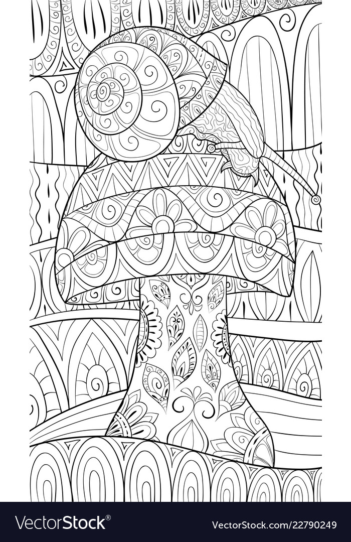 Adult Coloring Bookpage A Cute Snail On The