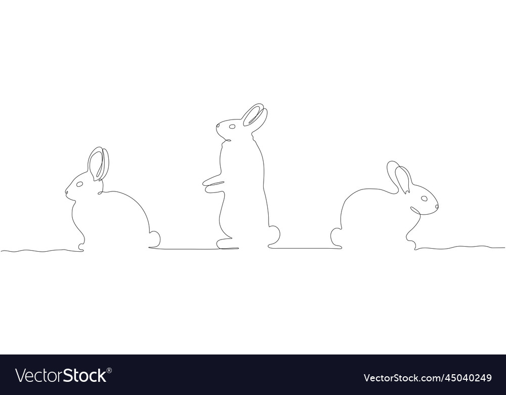 Rabbit continuous one line drawing single Vector Image