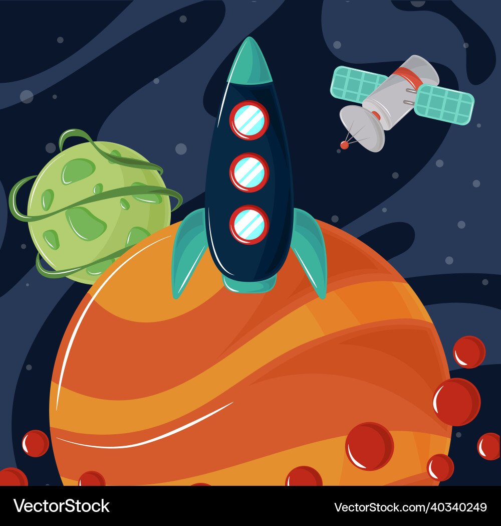 Rocket space planet Royalty Free Vector Image - VectorStock