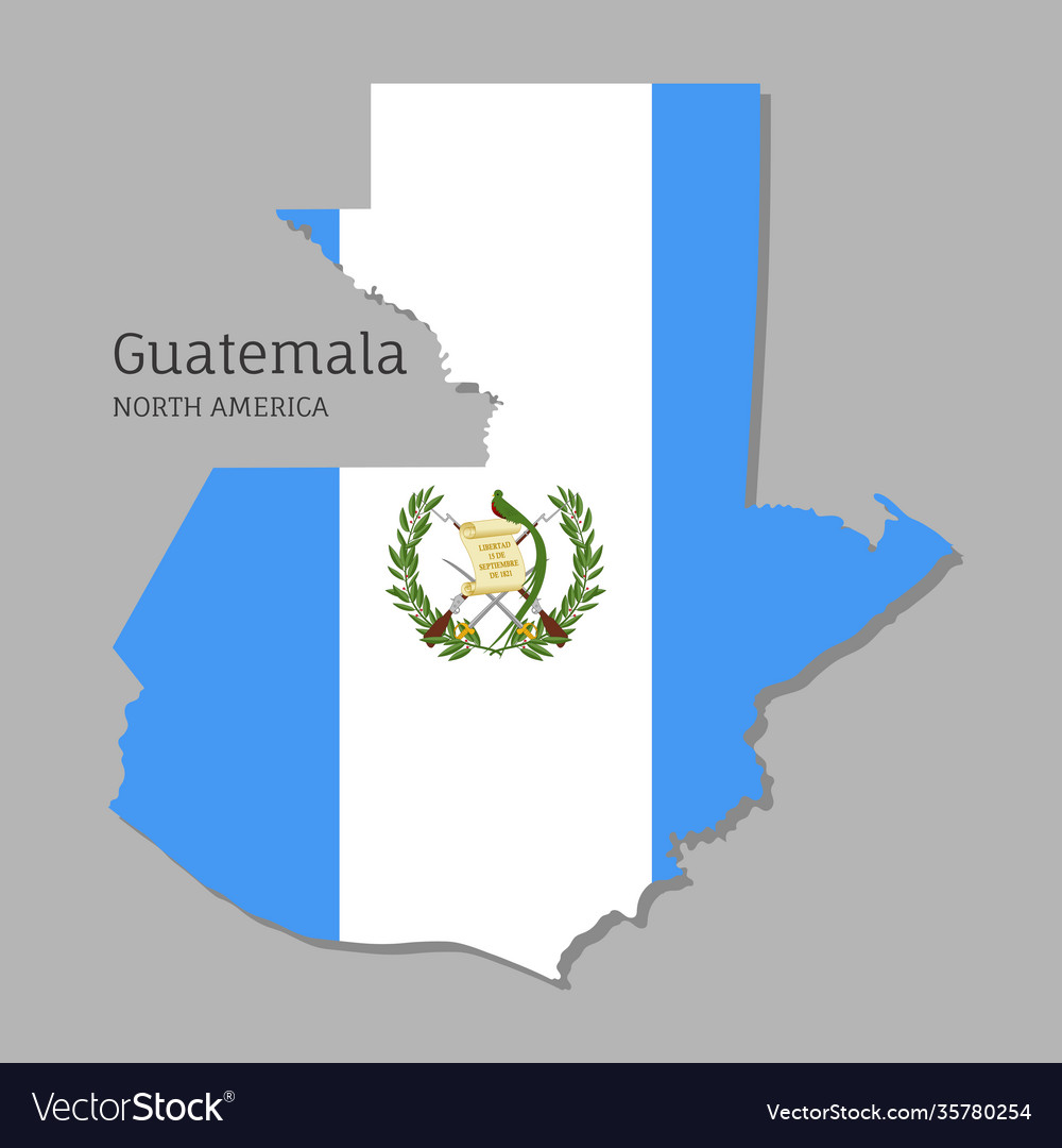 Map guatemala with national flag Royalty Free Vector Image