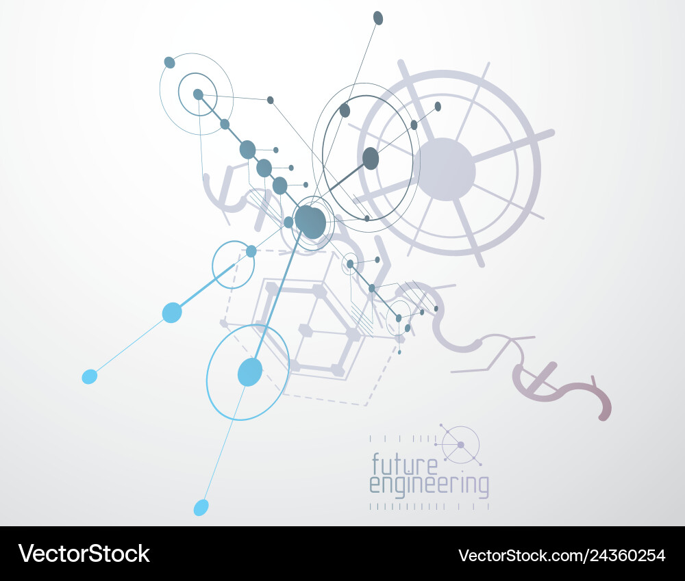 Mechanical scheme engineering drawing Royalty Free Vector
