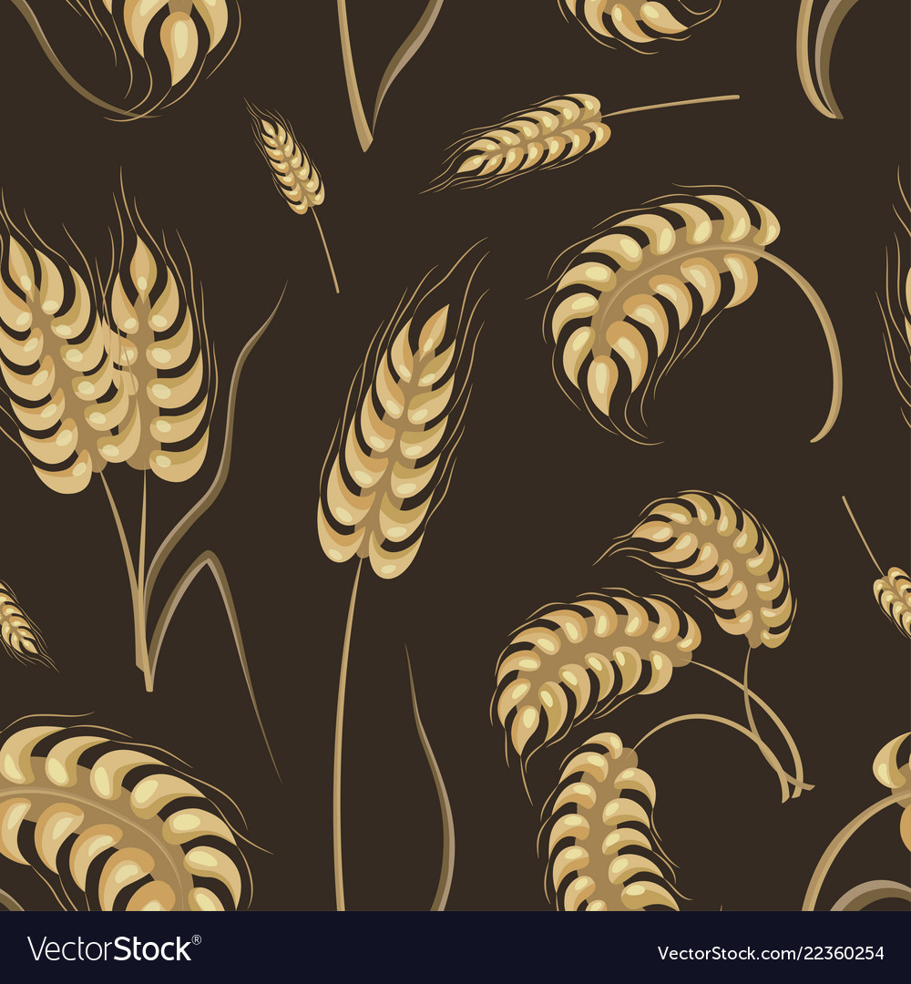 Set of simple wheats ears icons pattern vector image Set of simple wheats ears icons pattern