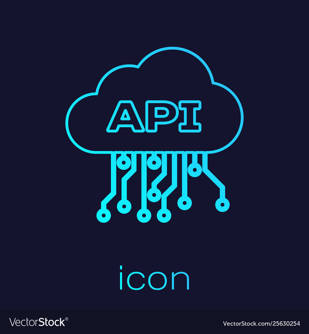 Turquoise cloud api interface line icon isolated Vector Image