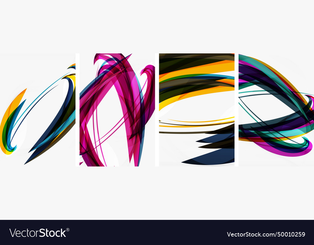 Colorful wave lines poster set for wallpaper Vector Image