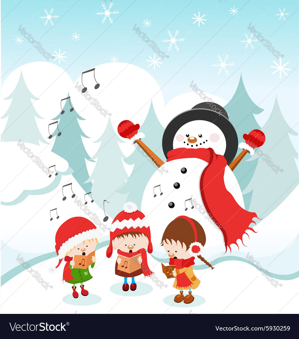 Kids singing christmas carol Royalty Free Vector Image