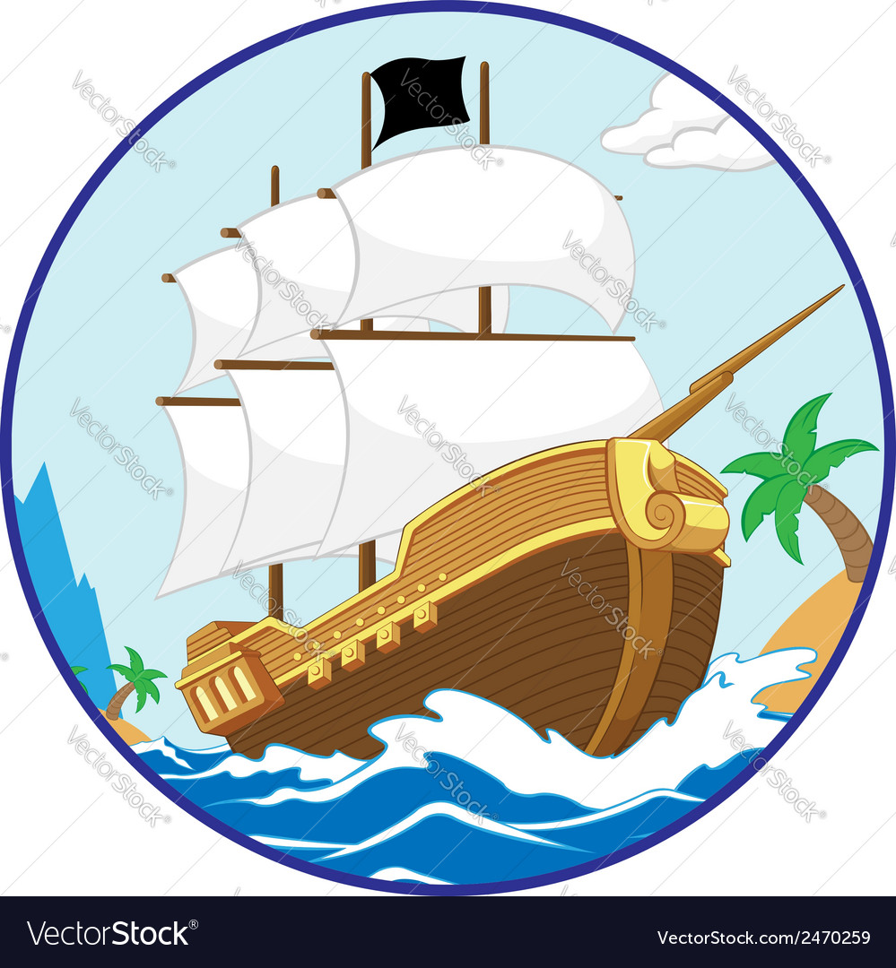 Pirate Ship On The S Circle Frame Royalty Free Vector S Circle Frame Royalty Free Vector