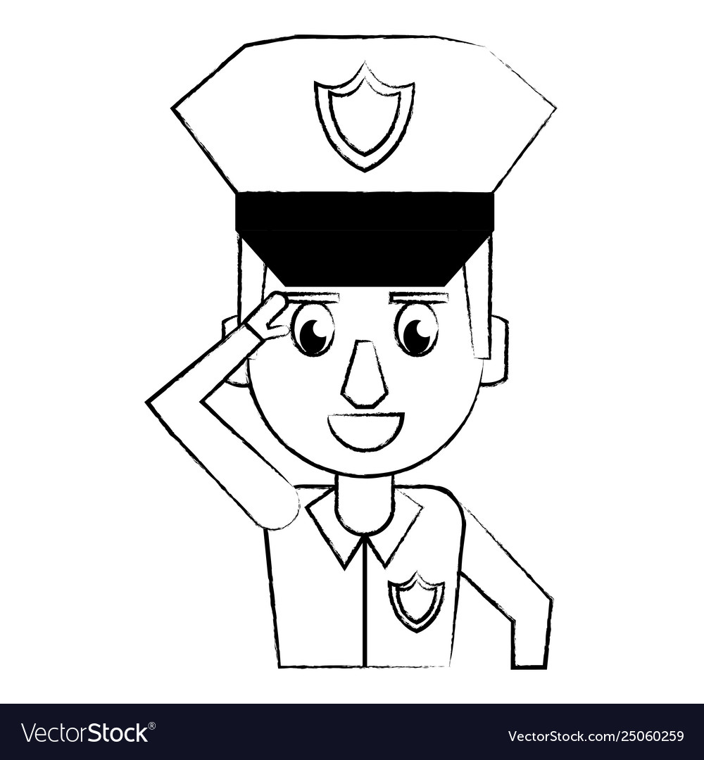 Police profile cartoon sketch Royalty Free Vector Image