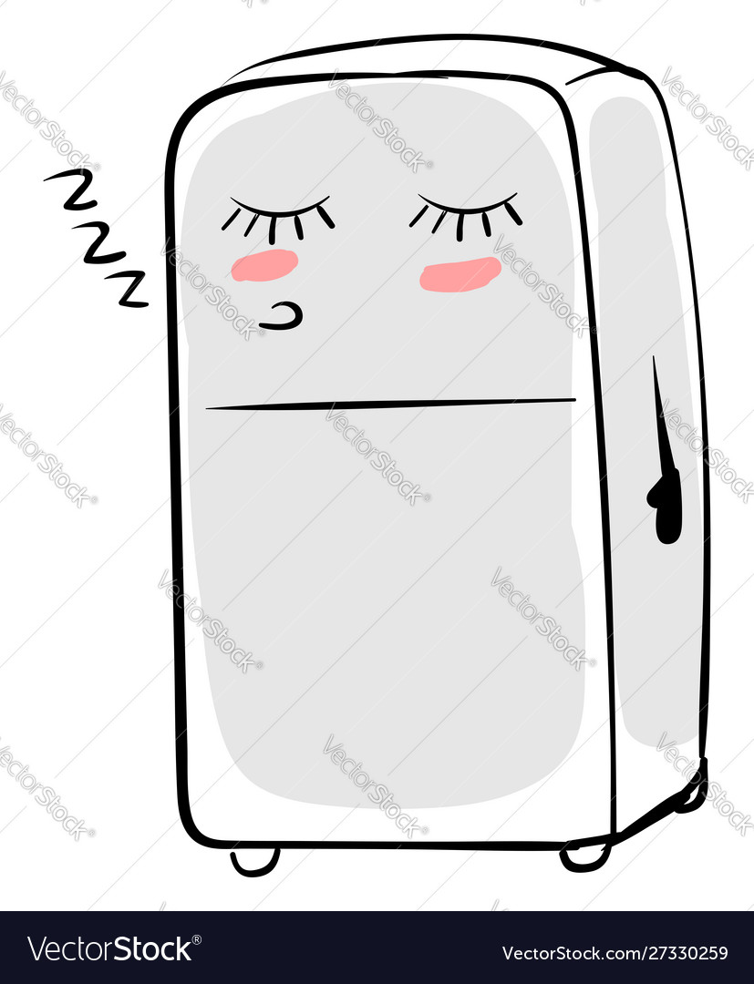 Sleeping fridge on white background Royalty Free Vector